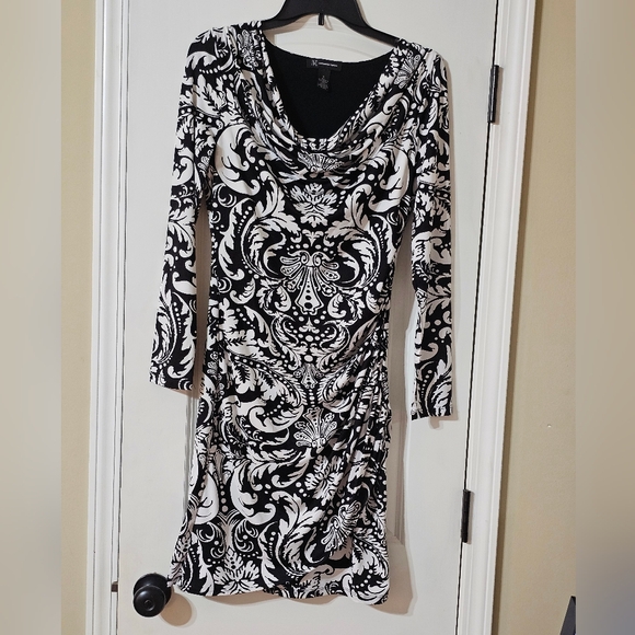 INC International Concepts Black and White Floral Dress - Picture 1 of 6